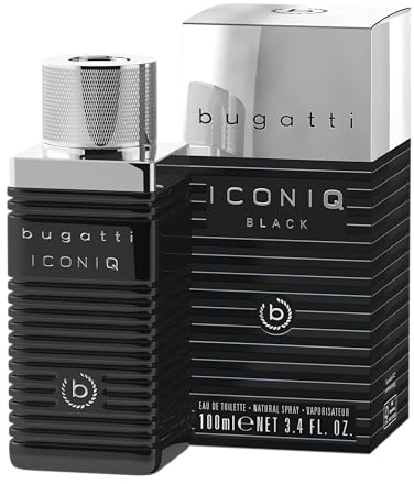 bugatti Parfüm Herren Iconiq Black 100ml I holzig-ambriert-scharfes Männer Parfüm mit komplexen Noten aus Kardamom, Sandelholz, Lavendel & Amber I markant dunkles Eau de Toilette Herren Parfüm