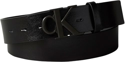 Calvin Klein Herren Gürtel Monogram Buckle 3,5 cm mit Monogramm-Schnalle, Schwarz (Black/Matte Black), 115 cm