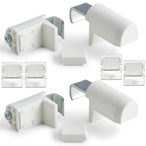 Universal Klemmträger 4 X Klemmhalter Plissee Rollos Wabenplissee Klemmfix ohne Bohren Set Befestigung Metal Bügelklemmträger Kipp dreh Fenster Tür flügel Verstellbereich 5-24 mm mit einschub Platte