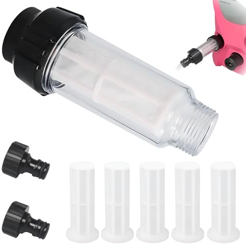 Filtro dell'acqua per camper, filtro dell'acqua, tubo da giardino, set da 3/4 pollici, prefiltro dell'acqua, set con 5 inserti filtranti, 2 adattatori rapidi per idropulitrici, per camper