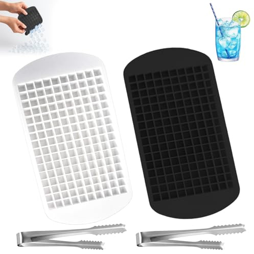 2PCS Small Ice Cube Tray, Mini Ice Cube Trays, Reusable Ice Cube Tool for Cocktail Milk Juice Chocolate and Other Drink for Home Kitchen Fridge with Ice Tong