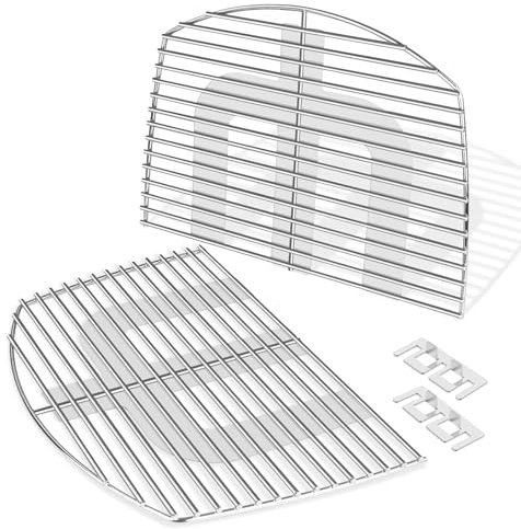 GLARETEX 7646 Stainless Steel Cooking Grates for Weber Q300, Q320, Q3000, Q3200 Series, 63.5 x 45.2 cm Replacement Parts Accessories 57060001, 586002, 404341 Gas Grills, Set of 4