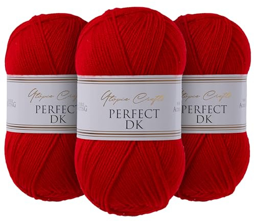 Utopia Crafts DK Double Knitting Yarn 3X 100g (Red)