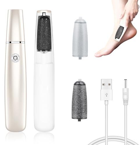 Rasoio Elettrico per Piedi Professionale, Kit con Rullo Rotante 360° e Design Impermeabile - Cura per Pelle Secca, Talloni Screpolati e Calli, Argento