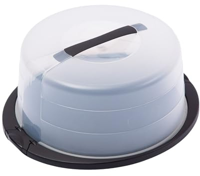 Novaliv Juego de 3 cajas de transporte para tartas (redondas, diámetro 30 x 17 cm), caja de almacenamiento con tapa para tartas y tartas, caja de transporte para tartas, campana, accesorios de
