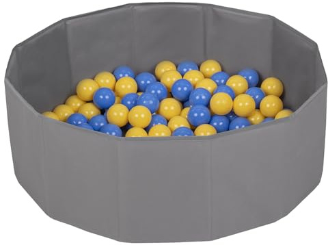 Petsona Piscine pour Chien À Balles Baignoire pour Chien Chat Animal, Gris : Bleu/Jaune
