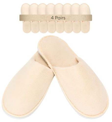 Defresit Towelling Hotel Slippers, Non-Disposable Deluxe Closed Toe Spa Slippers, Washable Foldable Slipper