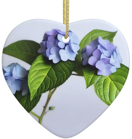 Christmas Ceramic Heart Pendant YYHHAOFA Hydrangea Printed Smooth and Bright for Christmas Mouse Tree Home and Supermarket Decoration