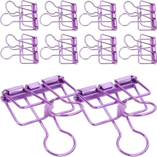 FOMIYES Fermagli a Coda di Rondine per Raccoglitori Medi 10 Pezzi Viola Clip in Metallo per Cartelle e Documenti in Ufficio e Scuola