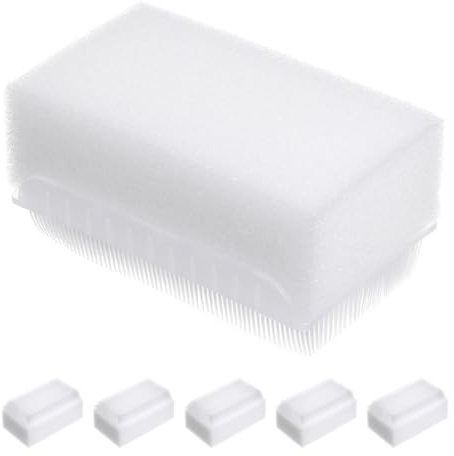 Beaupretty Lot de 6 Brosses Sensorielles pour Bébé à Poils Doux en Éponge Blanche, Brosse Double Face Exfoliante et Massante, Outil de Bain pour L’éveil Nettoyage des Tout-petits