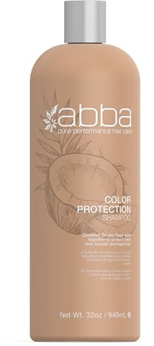 ABBA - Pure Color Protection Shampoo - Protects & Nourishes Color Chemically Processed Hair - Coconut Oil & Sage, 32 fl oz