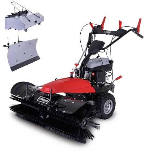 Scheppach Benzin Kehrmaschine - E-Start SC2200PE 4,9 PS - Kehrbreite 100cm | 70L Box | Schneefräse | 3 Vorwärts & 1 Rückwärtsgang | inkl. Auffangbehälter & Schneeschild | Schneeschieber | Schneeräumer