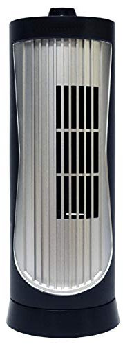Generic MTF20 Mini Tower Fan, 12 Inch, 2 Speed, Oscillating, Quiet Operation, Ideal for Desks or Bedside Tables, Home or Office Use, Black/Silver