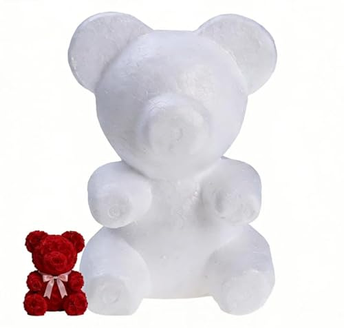 Happyyami Stampo in polistirene per il tempo libero creativo a forma di orso in schiuma bianca 20 cm per decorazione di festa regalo e composizione fai da te