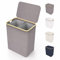 LONBET 150L Double Laundry Basket with Lid and Sturdy Bamboo Frame - Aesthetic Laundry Hamper with Side Handles, Made from Breathable Fabric - Laundry Bin with Removable Bag, Clothes Basket Grey