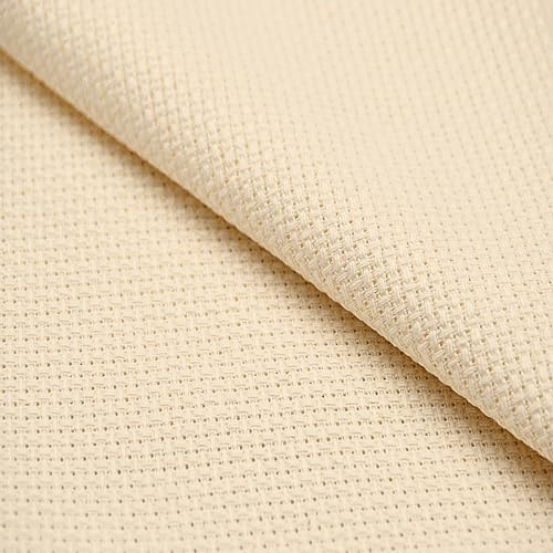 Aida-stoff Virginia Tex ricamo punto croce COUNT 11, tessuto Aida 100 cm x 150 cm, colore crema, 100% cotone, tessuto di alta qualità per ricamo e artigianato creativo (crema)