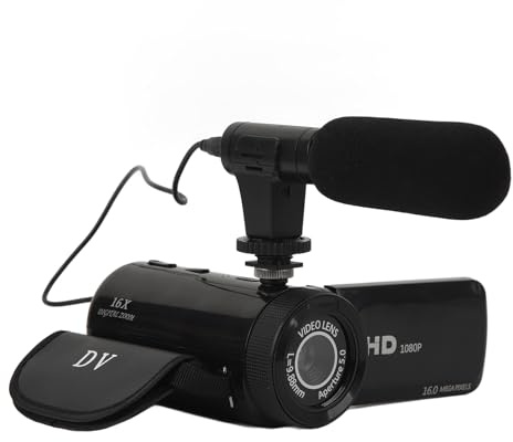 Videokamera Camcorder, Full HD 1080P Vlogging Kamera Recorder mit 2,4 Zoll IPS Touchscreen, 16 Fach Zoom, 16 MP Digitale Videokamera mit Fülllicht für YouTube