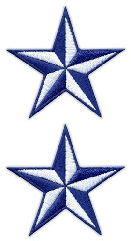 Set di 2 toppe ricamate a forma di stella della vela, da cucire, colore: blu/bianco