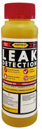 Detector de Fugas de Agua 140 ml con Fluoresceína | Búsqueda para Piscina, Fontanería, Techo, Aire Acondicionado | Colorante Trazador Universal de Fluoresceína Amarillo Alta Concentración