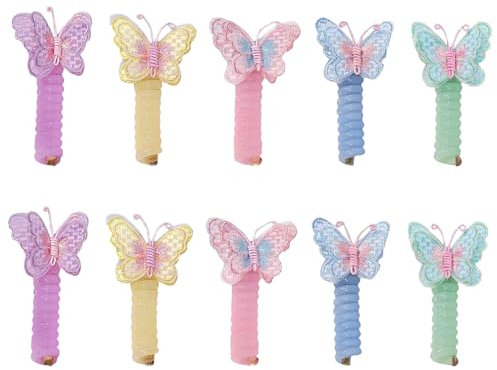 10Pcs Phone Wire Hair Ties, Telephone Wire Hair Bands,butterflies Braided Phone Cord Hair Ties For Girls