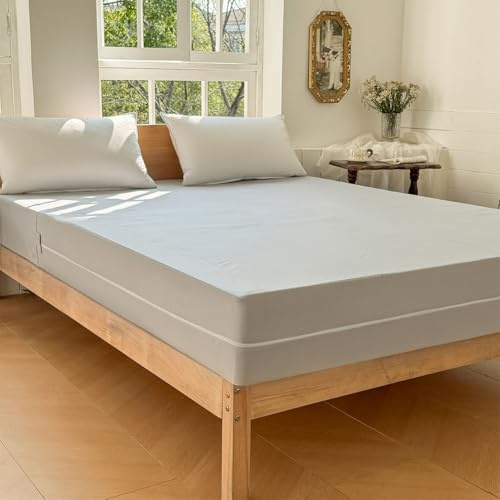 Milbenbezug Matratzen 160x200x20, Allergiker Matratzenbezug 160x200cm, Anti Milben Matratzenbezug, Encasing mit Reißverschluss, Encasing matratzenbezug, Grau