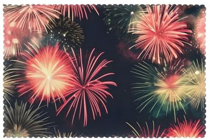 Set di 6 tovagliette con stampa fuochi d'artificio, lavabili, per tavolo da pranzo, resistenti al calore