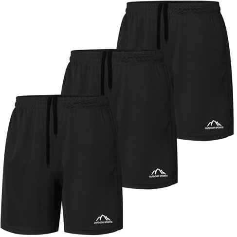KENAIJING Lot de 3 Shorts de Sport Court pour Homme Séchage Rapide