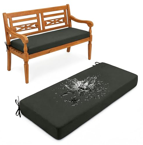 Aocase Outdoor Bench Cushion - 120cm/150cm/100cm/90cm x 35cm/30cm, Non-Slip Washable Cover, Zippered Removable, High-Resilience Foam,for Garden Benches, Bay Windows, Long Chairs,Dark Gray,65x30cm