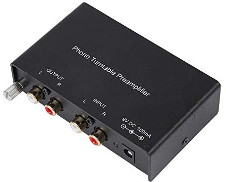 ASHATA Préampli Phono, Préamplificateur Phono à Deux canaux, Suppression du Bruit, Préamplificateurs de Basse Lourde pour mixeur, périphérique d'enregistrement Audio,