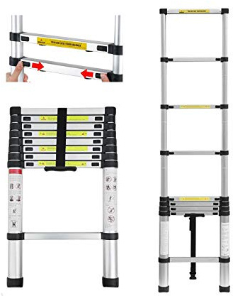 2,6m Aluminium Mehrzweckleiter Teleskopleiter Ausziehbar Leiter Klappleiter Anti-Rutsch Stufen Multifunktionsleiter Trittleiter 150KG Belastbarkeit