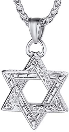 Richsteel Vintage Estrella de David Colgante Hombre Acero con Cadena Ajustable 55cm + 5cm