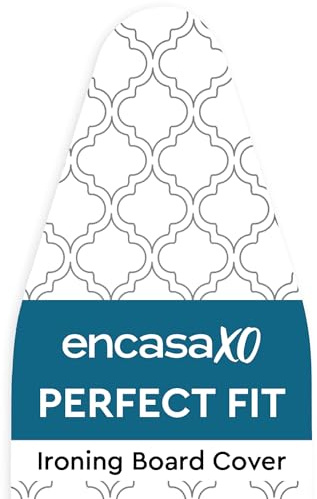 Encasa XO Ironing Board Covers, Wide, 125x46 cm, White | 100% Cotton Fabric, 3mm Thick Felt Pad Cover | Drawstring & Cord Lock Tightening | Scorch Resistant Up to 220°C