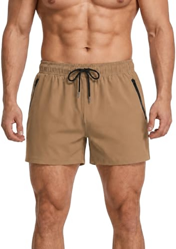 Donason Bañador Hombre Secado Rápido Bañadores de Natación Pantalones Cortos de Baño para Hombres Shorts Deportivos para Correr con Forro de Malla y Bolsillos