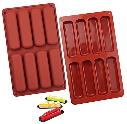 Finger Biscuit Silicone Mould Chocolate Bar Mold Non-stick Silicone Twinkie Cake Pan Rectangular Strip Mold for Baking Chocolate Bread Muffin Cake