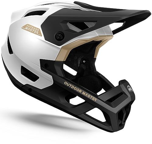 OutdoorMaster Full Face Mountainbike-Helm für Männer & Frauen-Zwei abnehmbare Kinnpolster Mountainbike-Helm, Belüftung Leichtgewicht Racing Downhill DH BMX MTB-Helm