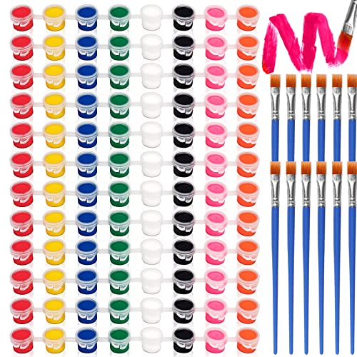 JEFHOMKIT 12 Stück AcrylFarben Set,Plakat-farbe Set,8 Farben Waschfeste Acryl Farben mit 12 Pinseln,Fingerfarben Kinder,Schulmalfarben Töpfe,Malfarben Kinder für Kinder,Anfänger Studenten