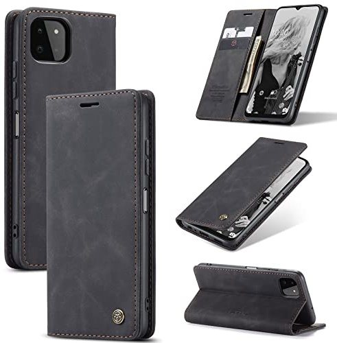 Cracedily for Samsung Galaxy A22 5G Case, Flip Wallet Leather Case with Card Holder Magnetic Closure Shockproof Kickstand Protective Phone Cases Cover for Samsung A22 5G,Black