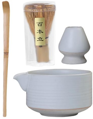 Set di fruste Matcha, kit per la preparazione del tè Matcha, set tradizionale per il matcha, frusta e scodella per il matcha, frusta Chasen, cucchiaio per il matcha, ciotola in ceramica per il matcha