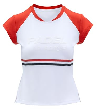 Maglia Padel Donna | JEA (IT, Testo, M, Regular, Regular, Bianco)