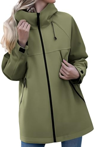 Giubbino Antipioggia Donna Resistente Al Sole Viaggi Giacca Da Pioggia Portatile Media Lunghezza Traspirante Cappotto Con Cerniera Antivento Outdoor Trench Ripiegabile Con Cappuccio a Vento Giacche