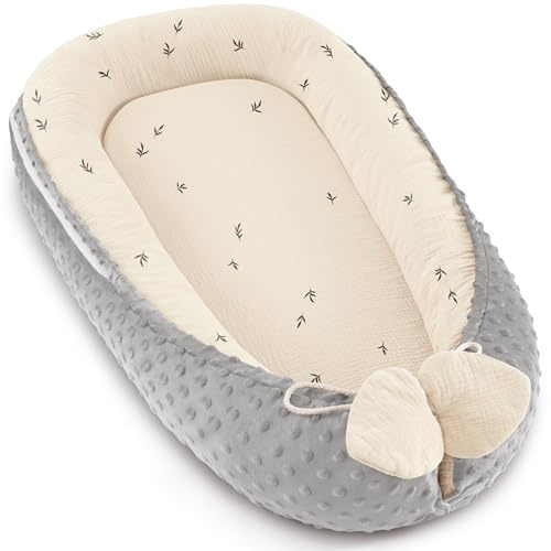 Bearmoss Babynestchen Kuschelnest Neugeborene Multifunktionale für Kinderbett Vielseitiges Tragbar Zweiseitig Babynestchen Bett 90x55cm(Baumknospen)