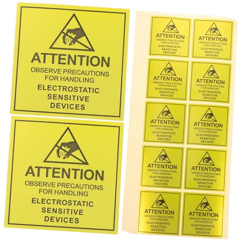 Baluue Etichette Adesive Adesivi di Avvertimento Elettrostatico 450 50x50mm Segnale Cautela Statico Industriale per Dispositivi Elettronici