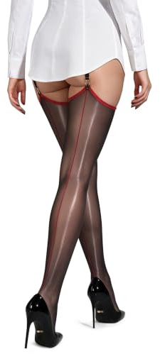 VOGEL VERE Ladies Back Seam Sheer Stockings for Suspenders Sexy Shiny Retro
