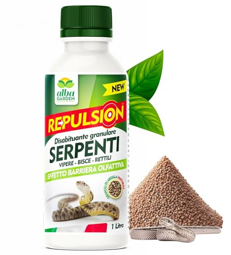 Albagarden - Disabituante Repellente Barriera Per Serpenti e Rettili X 1 Litro - Dissuasore Naturale Per Allontanare Vipere Bisce Talpe - Scaccia Animali Senza Veleno e Ultrasuoni - Granulare