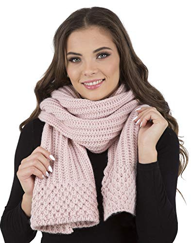 Vivisence Invernal Bufanda Elegante Para Damas Con Corte Clásico Hecha De Hilo Cálido Y Suave Ideal Para Los Días Fríos De Invierno Para Cada Ocasión, Rosa Claro,Talla Única