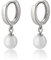 Mary & Jules Perlenohrringe Silber aus 925 Sterling Silber, kleine Creolen mit Perlen Anhänger, schlichte Süßwasserperlen Ohrringe Damen, Echtschmuck Ohrstecker aus recyceltem Silber