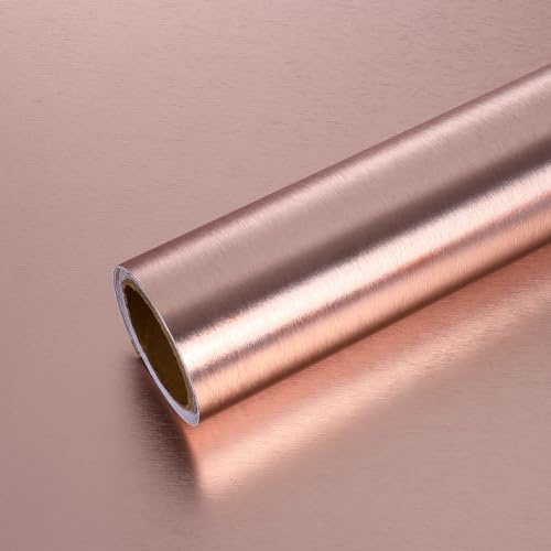VEELIKE Rose Gold Stainless Steel Contact Paper for Appliances Fridge Dishwasher Covers 15.7''x118'' Peel and Stick Brushed Stainless Steel Wallpaper Metal Vinyl for Kitchen Stove Cabinets Drawers