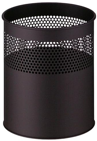 PROREGAL Runder halbperforierter Papierkorb aus Metall | 15 Liter, HxØ 32x26cm | Schwarz
