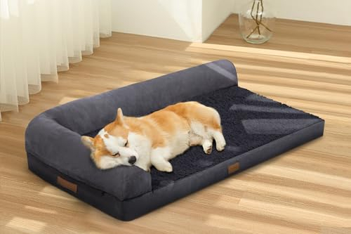 Sheepping Orthopädisches Hundebett für mittelgroße Hunde, Hundesofa mit Rand Grosse Hunde Hundecouch Bettchen Waschbar 91x69x18cm