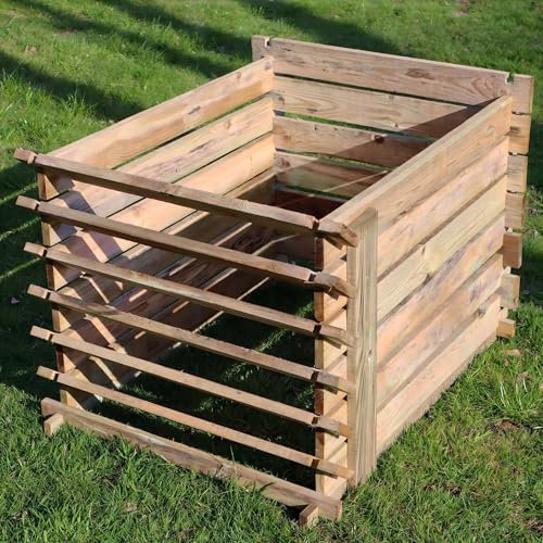1575-449L Easy Fill Wooden Compost Bin | 6 Sizes (Brown, 1575L - H65cm x W153cm x D153cm)